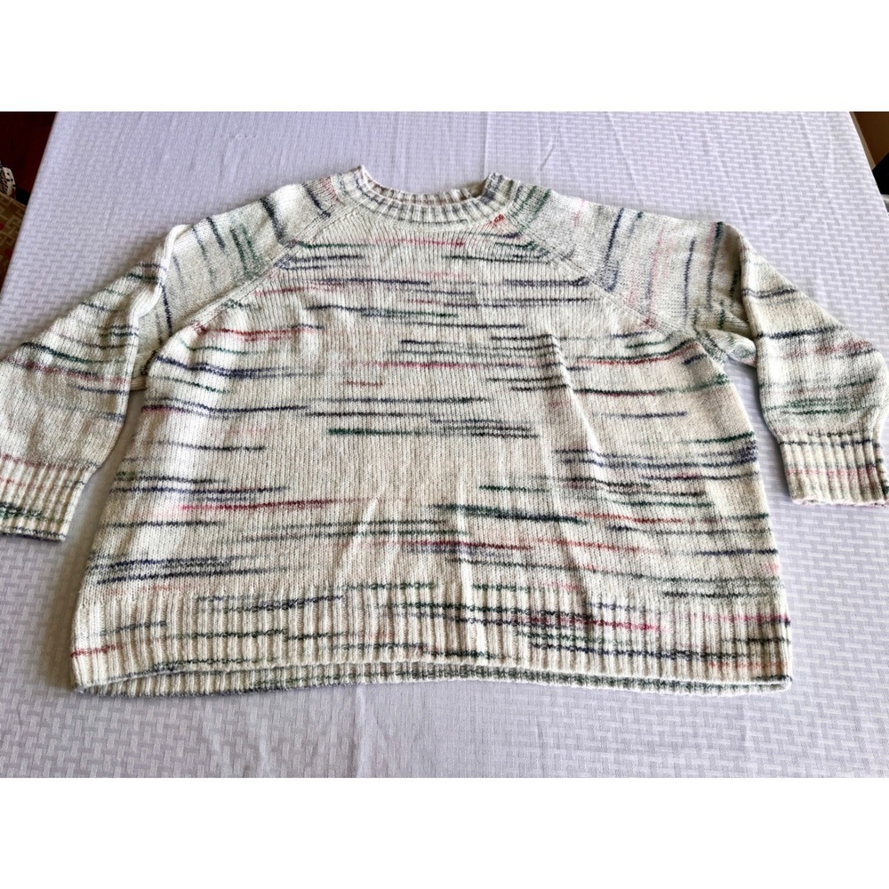Old Navy XXL Space Dye Chunky Knit Sweater Cream Multi Color Wool Blend Pullover